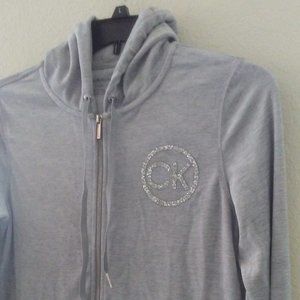 CALVIN KLEIN VELOUR LOGO ZIP HOODIE